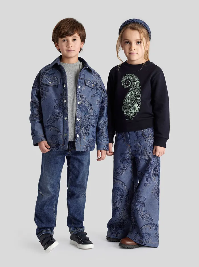 Kids Etro Trousers Shorts And Skirts Paisley Jeans For Children Navy Blue Kids Etro Trousers Shorts And Skirts Paisley Jeans For Children Navy Blue
