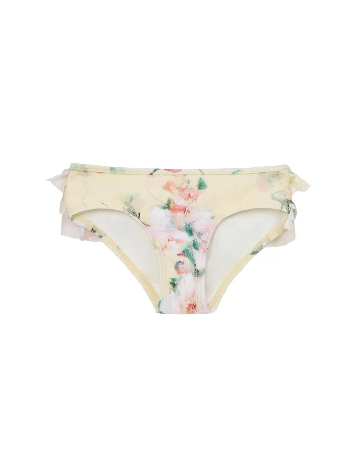 Kids Swimwear Zimmermann Everley Frill Bikini Pant Yellow Watercolour Floral
