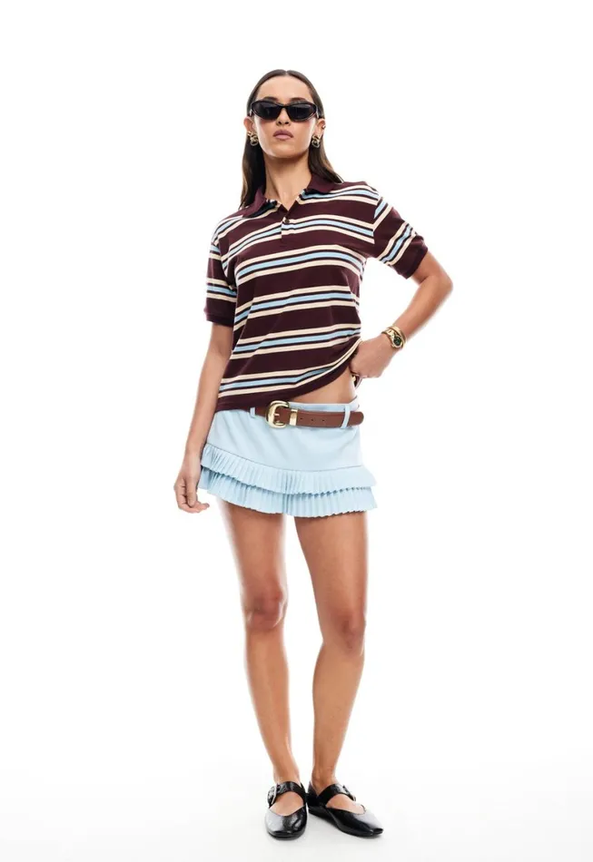 Lioness Fashion DOUBLE RUFFLE MINI SKORT Pale Blue Women Skirts Lioness Fashion DOUBLE RUFFLE MINI SKORT Pale Blue Women Skirts