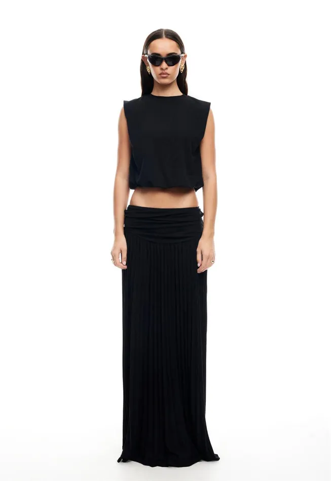 Lioness Fashion FIELD OF DREAMS MAXI SKIRT Onyx Women Bottoms Lioness Fashion FIELD OF DREAMS MAXI SKIRT Onyx Women Bottoms