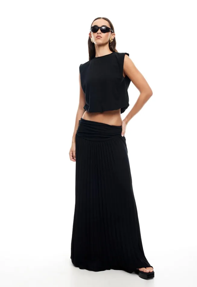 Lioness Fashion FIELD OF DREAMS MAXI SKIRT Onyx Women Bottoms Lioness Fashion FIELD OF DREAMS MAXI SKIRT Onyx Women Bottoms