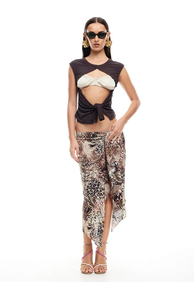Lioness Fashion MOSS TIE TOP Brown Women Swim Lioness Fashion MOSS TIE TOP Brown Women Swim