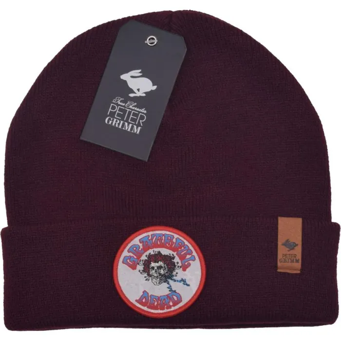 Liquid Blue Hats Accessories Grateful Dead Skull And Roses Maroon Beanie