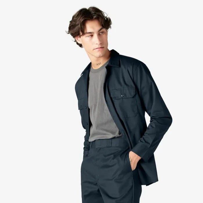 Long Sleeve Work Shirt Dark Navy Dark Navy dn Men Dickies Work Shirts Long Sleeve Work Shirt Dark Navy Dark Navy dn Men Dickies Work Shirts