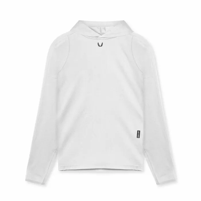 Long Sleeves Men ASRV NanoMesh Fitted Hoodie White