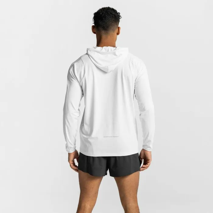 Long Sleeves Men ASRV NanoMesh Fitted Hoodie White