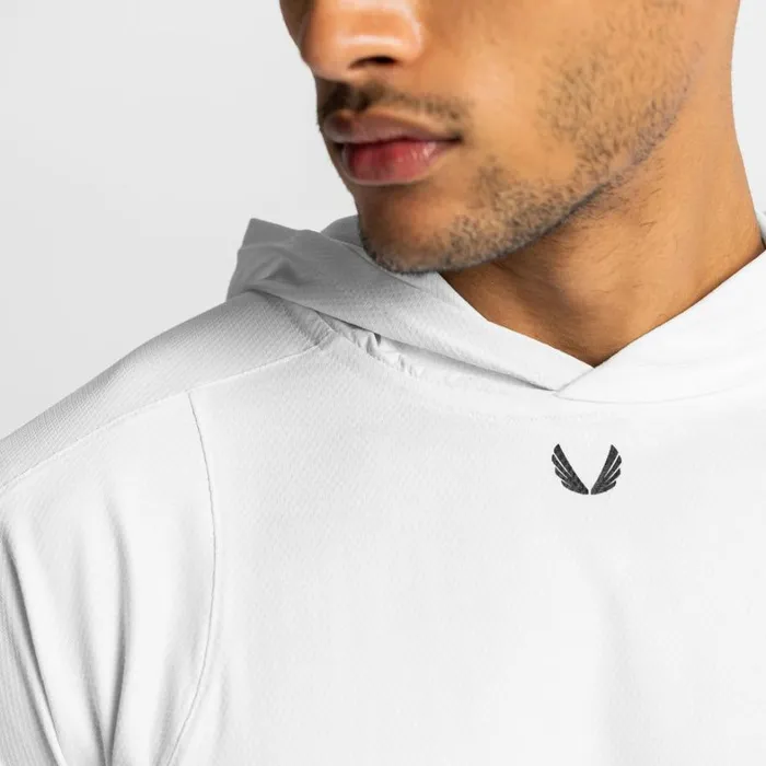 Long Sleeves Men ASRV NanoMesh Fitted Hoodie White