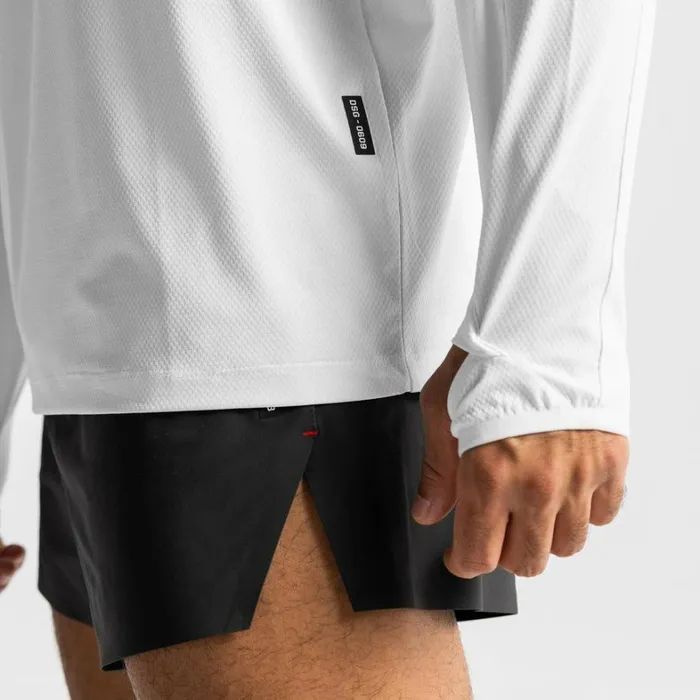 Long Sleeves Men ASRV NanoMesh Fitted Hoodie White