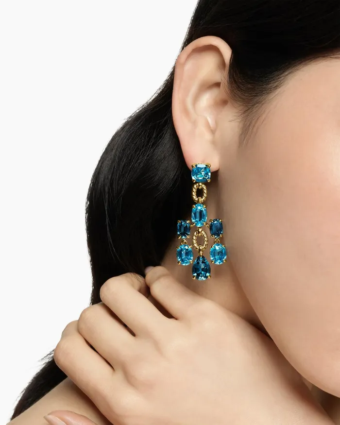 Marbella Chandelier Earrings In 18K Yellow Gold With Blue Topaz And Hampton Blue Topaz 57mm Women David Yurman Drop Marbella Chandelier Earrings In 18K Yellow Gold With Blue Topaz And Hampton Blue Topaz 57mm Women David Yurman Drop
