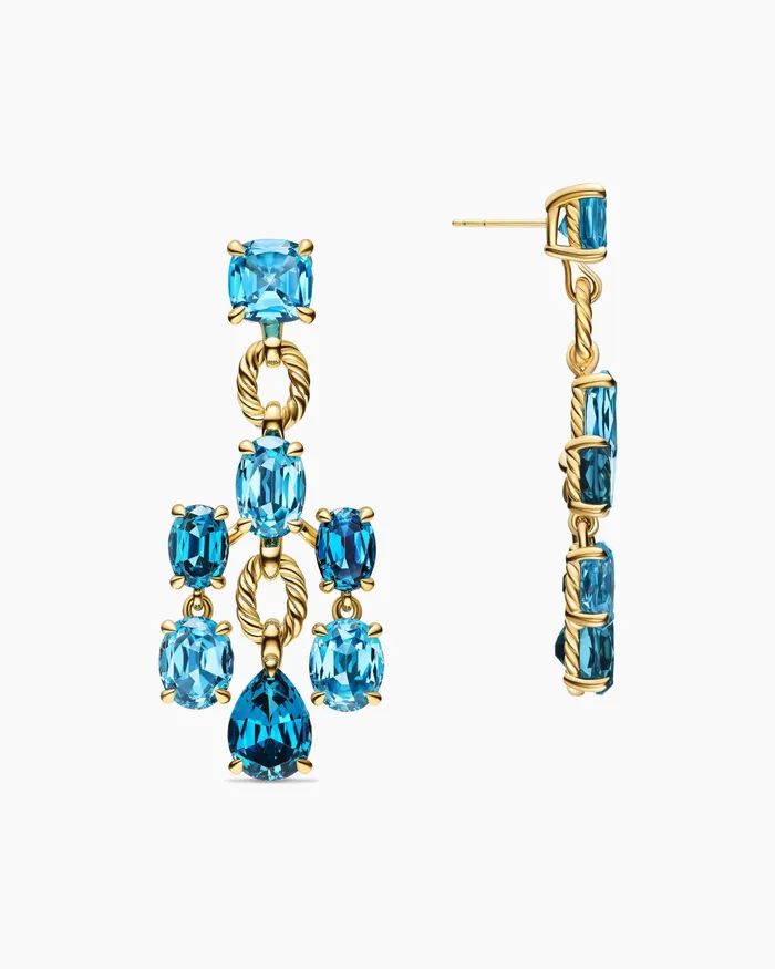 Marbella Chandelier Earrings In 18K Yellow Gold With Blue Topaz And Hampton Blue Topaz 57mm Women David Yurman Drop Marbella Chandelier Earrings In 18K Yellow Gold With Blue Topaz And Hampton Blue Topaz 57mm Women David Yurman Drop