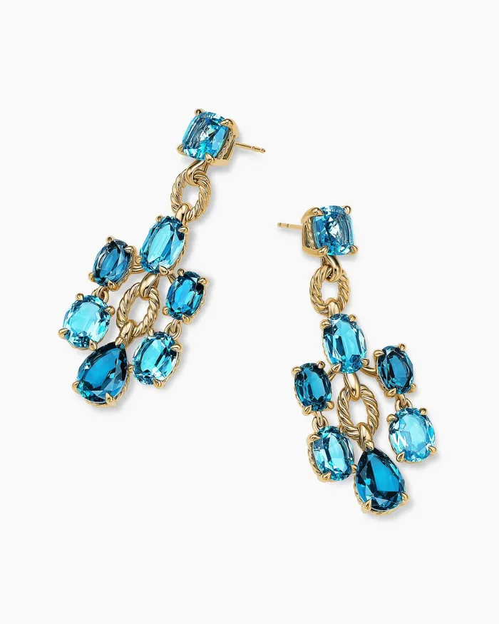Marbella Chandelier Earrings In 18K Yellow Gold With Blue Topaz And Hampton Blue Topaz 57mm Women David Yurman Drop Marbella Chandelier Earrings In 18K Yellow Gold With Blue Topaz And Hampton Blue Topaz 57mm Women David Yurman Drop