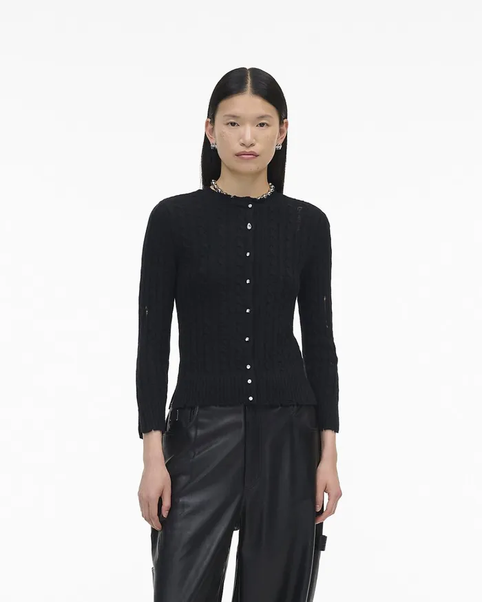 Marc Jacobs Tops Women The Shrunken Cashmere Cable Cardigan Black