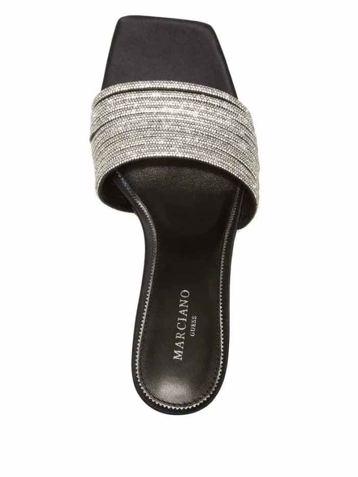 Marciano Leah Crystal Heeled Mules Black Women Shoes Marciano Leah Crystal Heeled Mules Black Women Shoes
