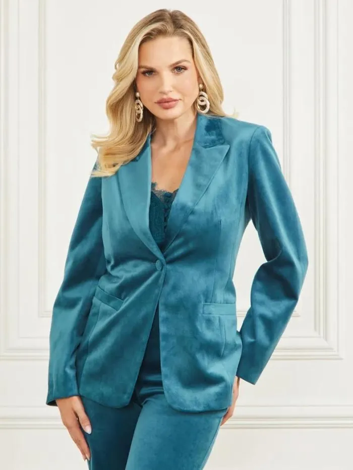Marciano Lilli Velvet Blazer Blue Opal Women Jackets Marciano Lilli Velvet Blazer Blue Opal Women Jackets