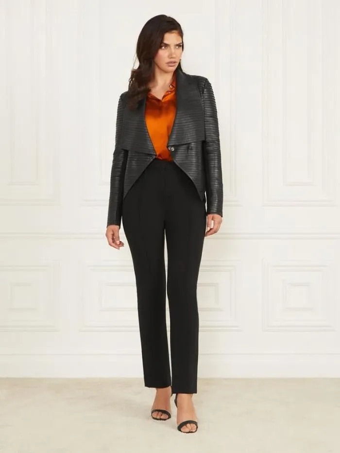 Marciano Shayna Drape Leather Jacket Black Women Jackets Marciano Shayna Drape Leather Jacket Black Women Jackets