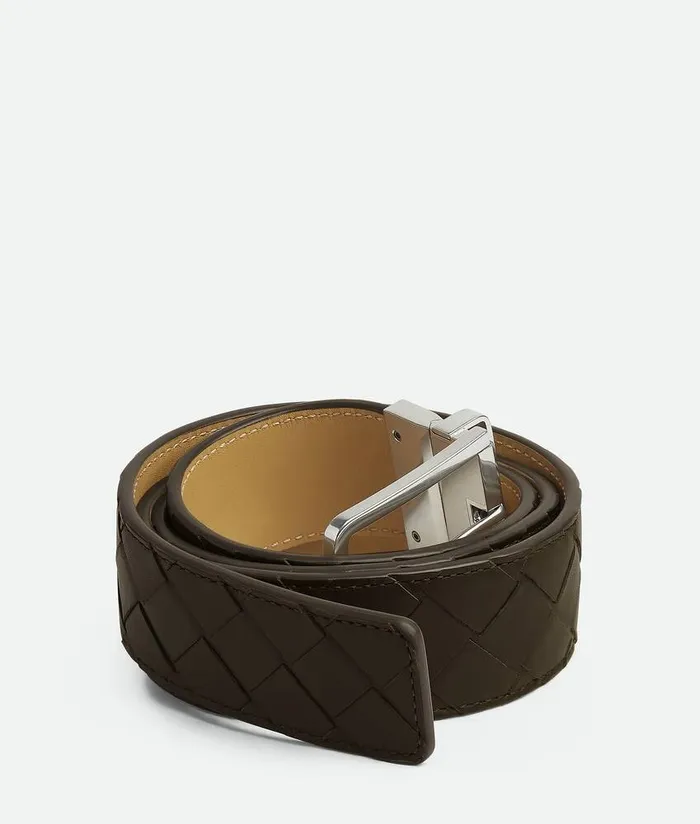 Men Bottega Veneta Belts Intrecciato Reversible Belt Kakidark Praline