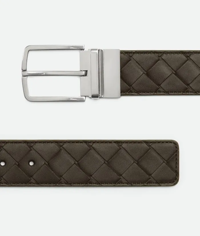 Men Bottega Veneta Belts Intrecciato Reversible Belt Kakidark Praline