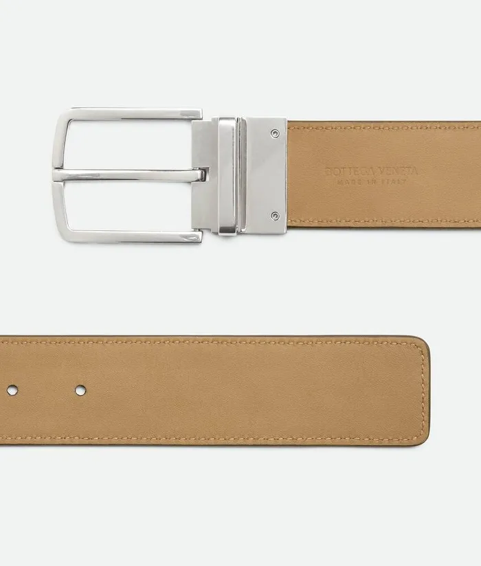 Men Bottega Veneta Belts Intrecciato Reversible Belt Kakidark Praline