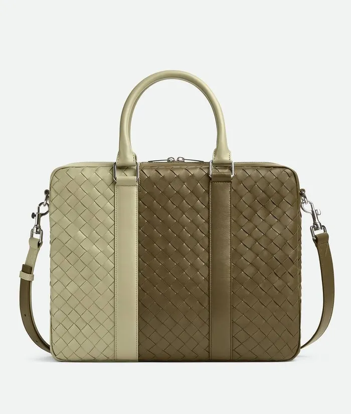 Men Bottega Veneta Briefcase Intrecciato Briefcase Mud Travertine