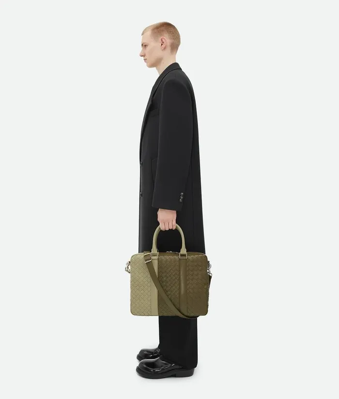 Men Bottega Veneta Briefcase Intrecciato Briefcase Mud Travertine