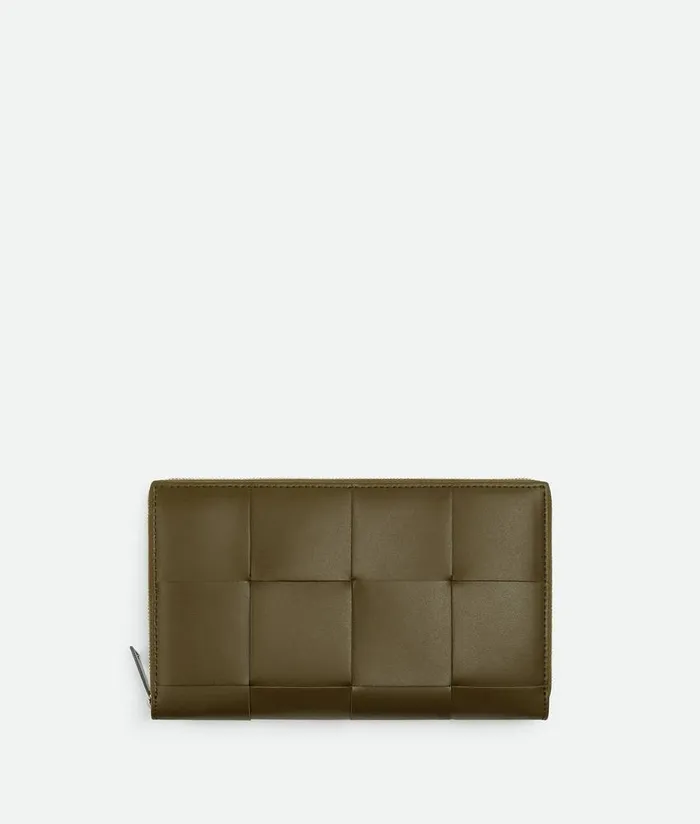 Men Bottega Veneta Long Wallets Cassette Zip Around Wallet Mud