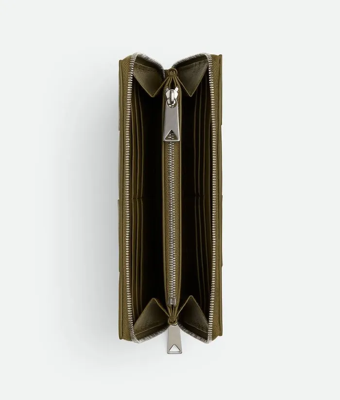 Men Bottega Veneta Long Wallets Cassette Zip Around Wallet Mud