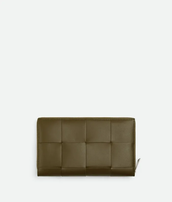 Men Bottega Veneta Long Wallets Cassette Zip Around Wallet Mud