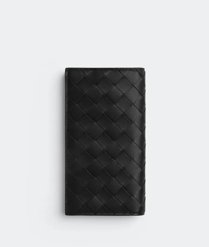 Men Bottega Veneta Long Wallets Long Intrecciato Wallet Black
