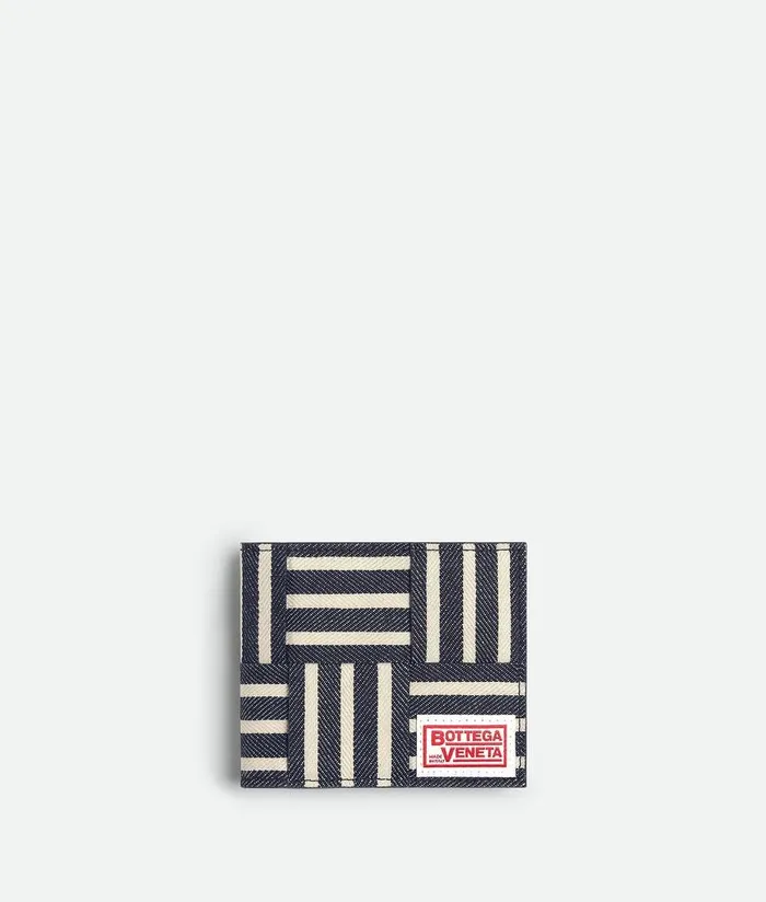 Men Bottega Veneta Small Wallets Cassette BiFold Wallet Navywhite