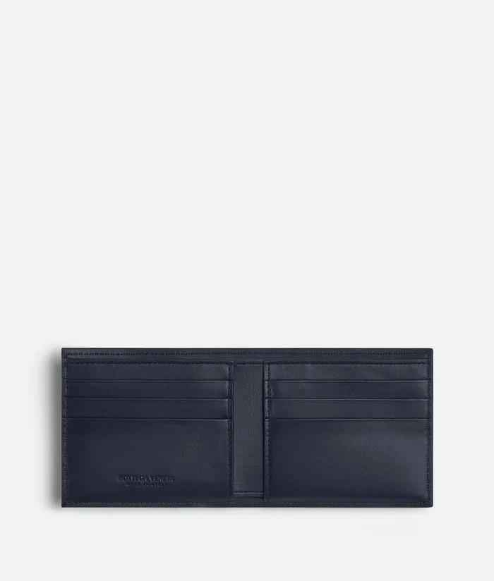 Men Bottega Veneta Small Wallets Cassette BiFold Wallet Navywhite