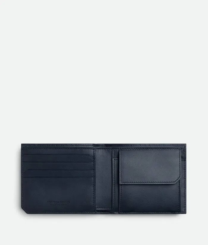 Men Bottega Veneta Small Wallets Intrecciato Piccolo BiFold Wallet With Coin Purse Space