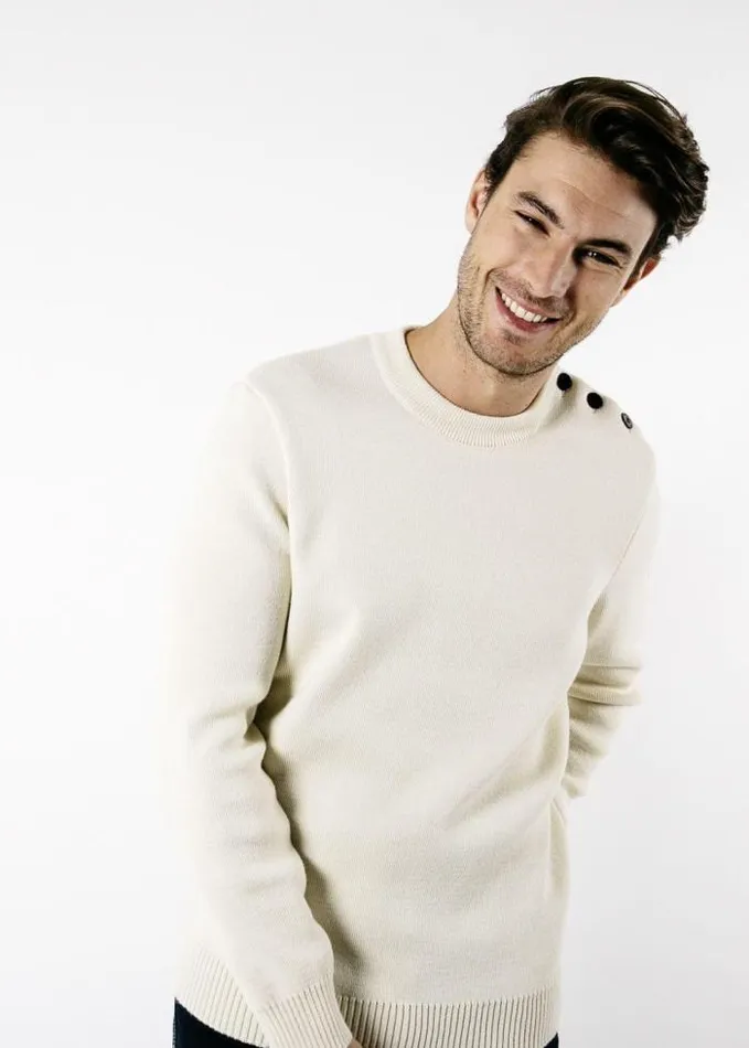 Men Breton Sweaters Saint James CANCALE Ecru