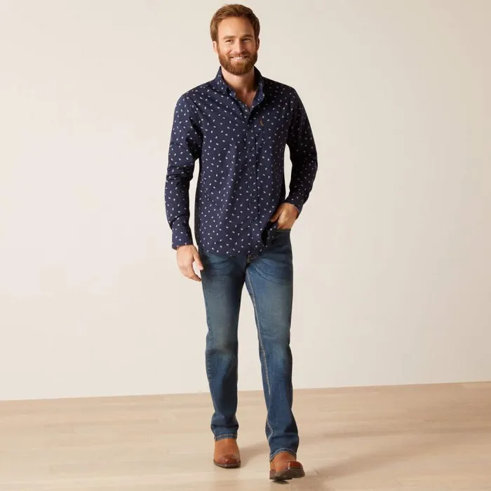 Men Button Down Shirts Ariat Marco Stretch Modern Fit Shirt Blue Men Button Down Shirts Ariat Marco Stretch Modern Fit Shirt Blue