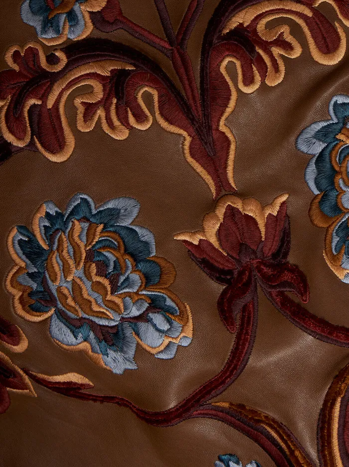Men Etro Coats And Outerwear Leather Trench Coat With Embroidery Brown Men Etro Coats And Outerwear Leather Trench Coat With Embroidery Brown