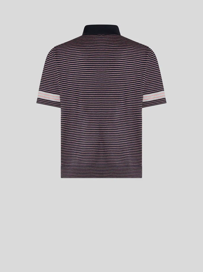 Men Etro Polo Shirts Striped Knit Polo Shirt With Pegaso Detail Black Men Etro Polo Shirts Striped Knit Polo Shirt With Pegaso Detail Black