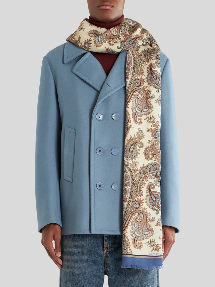 Men Etro Scarves Paisley Cashmere And Silk Scarf White Men Etro Scarves Paisley Cashmere And Silk Scarf White