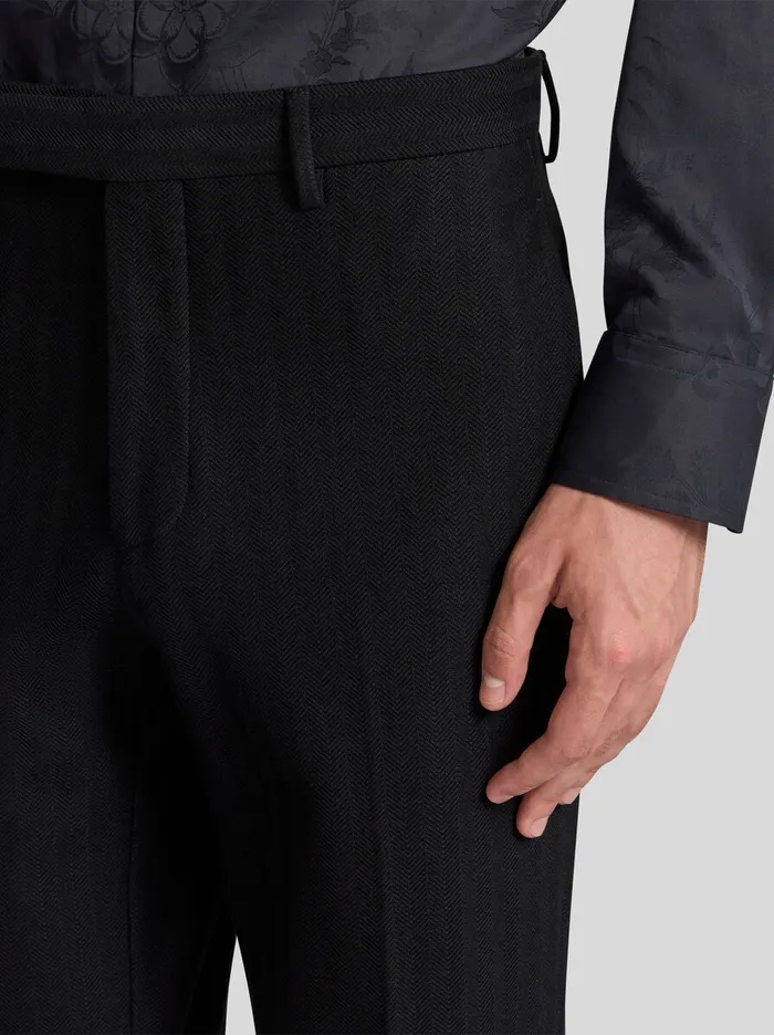 Men Etro Trousers StripedEffect Jacquard Evening Trousers Black Men Etro Trousers StripedEffect Jacquard Evening Trousers Black