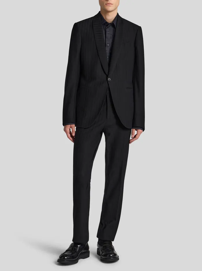 Men Etro Trousers StripedEffect Jacquard Evening Trousers Black Men Etro Trousers StripedEffect Jacquard Evening Trousers Black