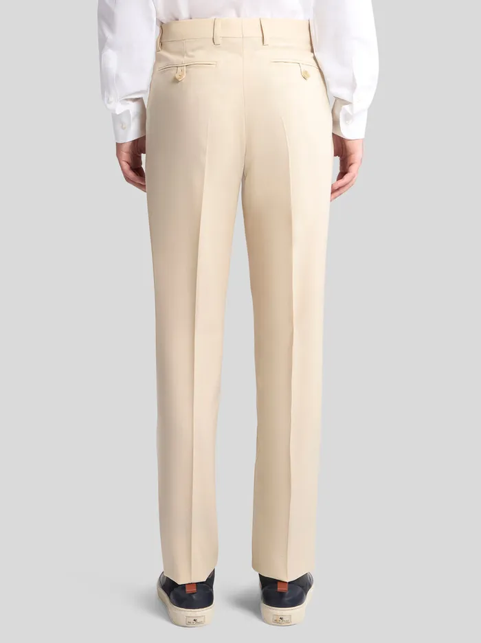 Men Etro Trousers Wool Twill Trousers Beige Men Etro Trousers Wool Twill Trousers Beige