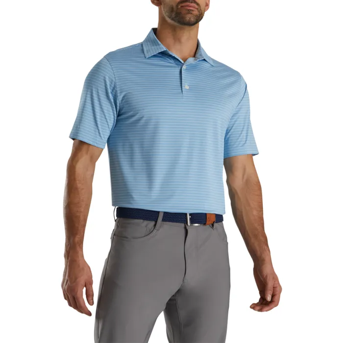 Men FootJoy Shirts Pencil Stripe Lisle Blue White Men FootJoy Shirts Pencil Stripe Lisle Blue White