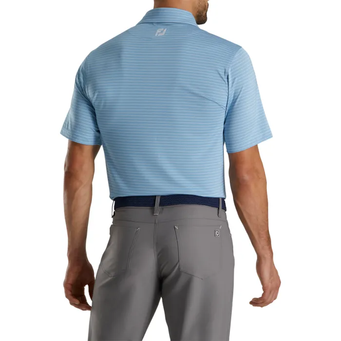 Men FootJoy Shirts Pencil Stripe Lisle Blue White Men FootJoy Shirts Pencil Stripe Lisle Blue White