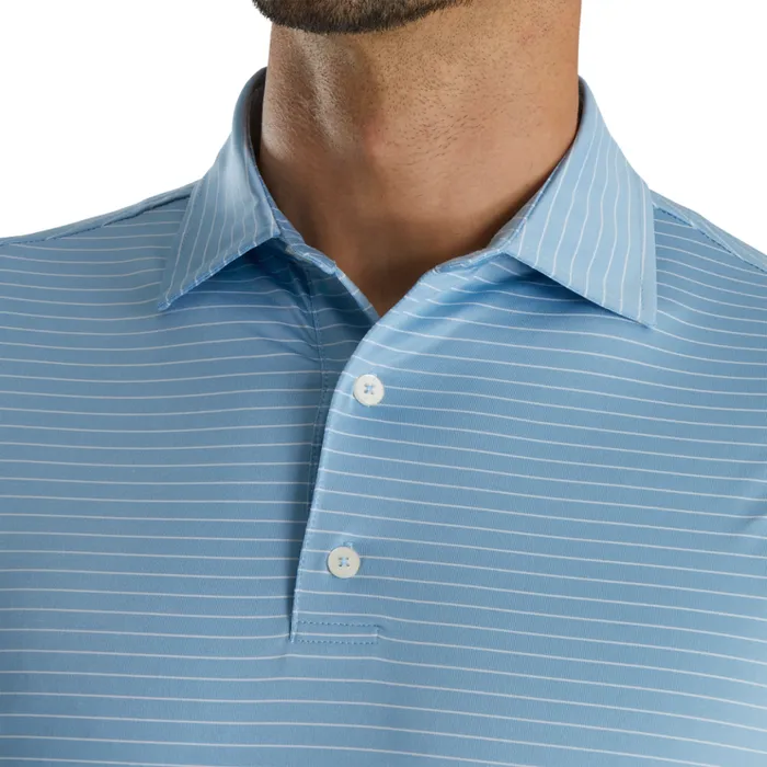 Men FootJoy Shirts Pencil Stripe Lisle Blue White Men FootJoy Shirts Pencil Stripe Lisle Blue White
