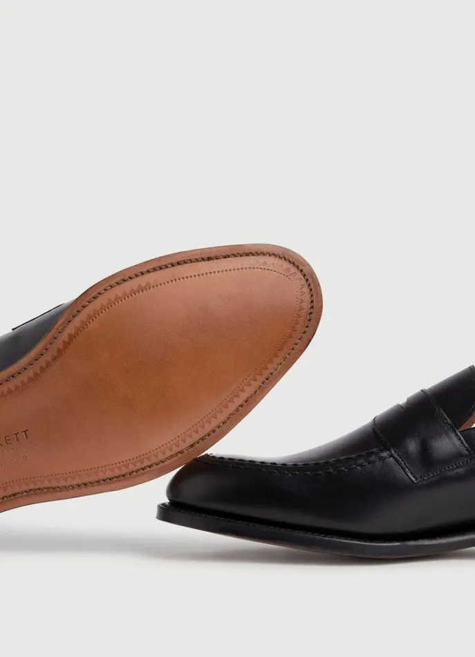 Men Hackett X Cheaney Hackett London Leather Mask Loafers Black