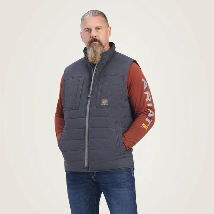 Men Jackets and Vests Ariat Rebar Valiant Stretch Canvas Water Resistant Insulated Vest Charcoal Heather Men Jackets and Vests Ariat Rebar Valiant Stretch Canvas Water Resistant Insulated Vest Charcoal Heather