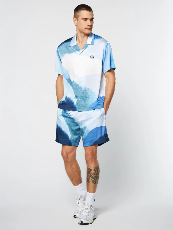 Men Matching Separates Sergio Tacchini Spiaggia Cabana Shirt Maritime Blue Multi