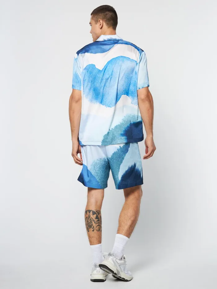 Men Matching Separates Sergio Tacchini Spiaggia Cabana Shirt Maritime Blue Multi