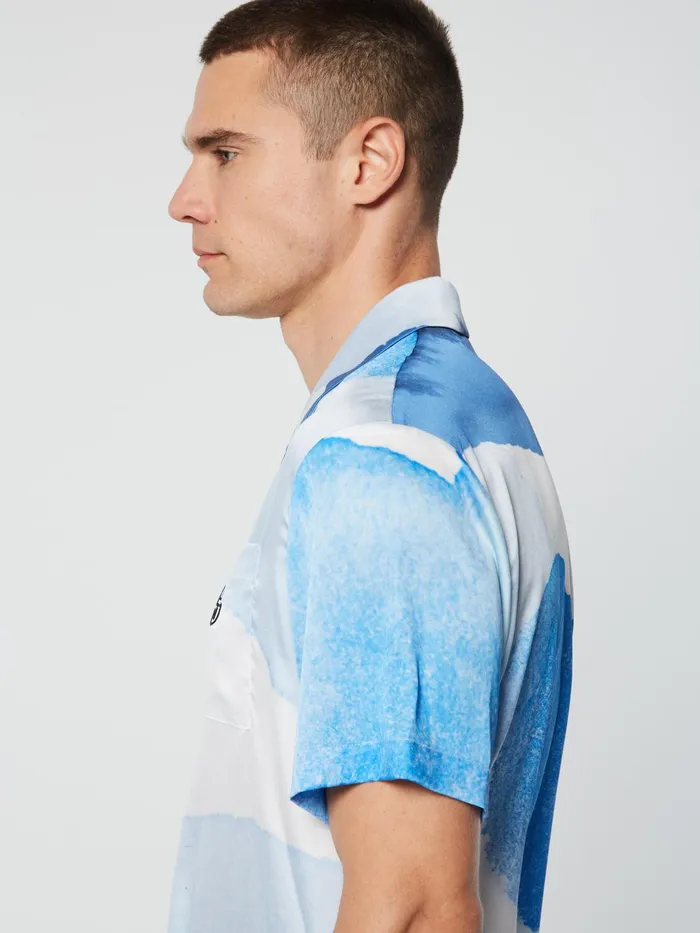 Men Matching Separates Sergio Tacchini Spiaggia Cabana Shirt Maritime Blue Multi