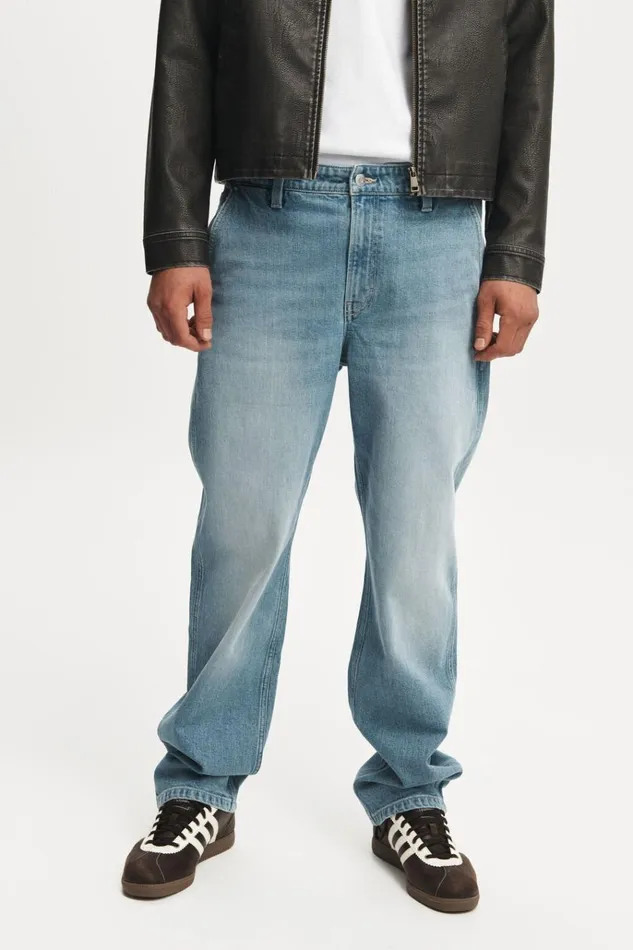 Men Pants Cotton On Baggy Jean Carpenter Sliver Blue Men Pants Cotton On Baggy Jean Carpenter Sliver Blue