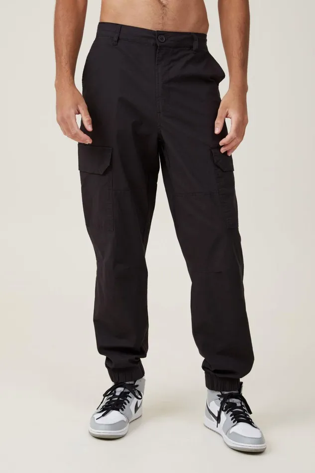 Men Pants Cotton On Ripstop Jogger Black Men Pants Cotton On Ripstop Jogger Black