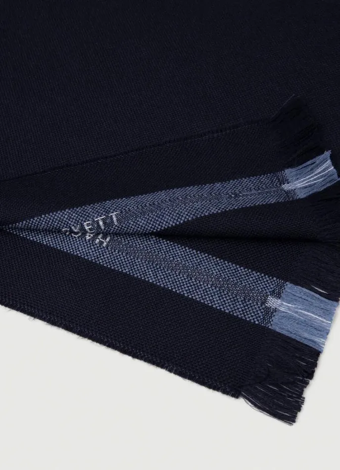 Men Scarves and Caps Hackett London Trim Wool Scarf Navy